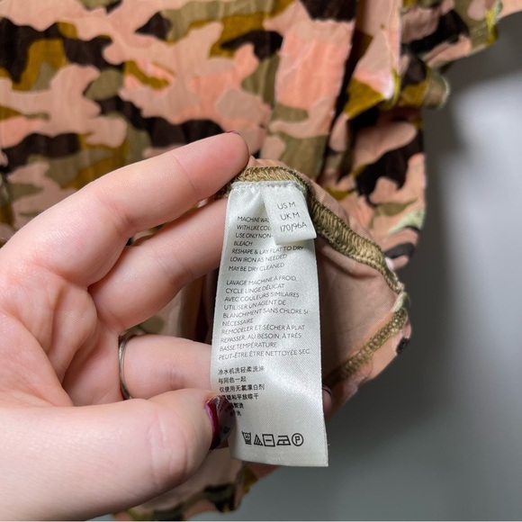 We the Free women's camo pink short sleeve burnt velvet casual sheer top in M - Picture 5 of 8